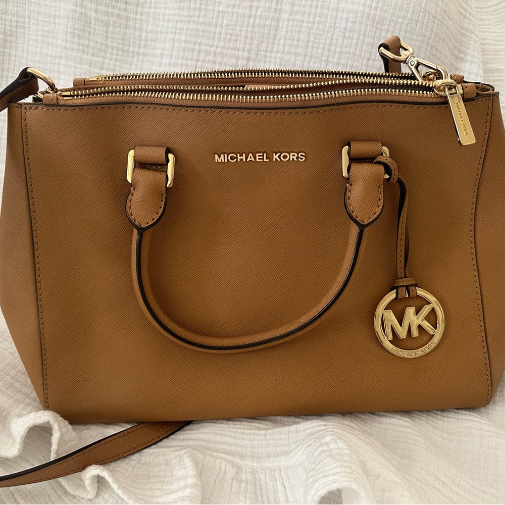 Michael Kors Tan Satchel with Gold Accents